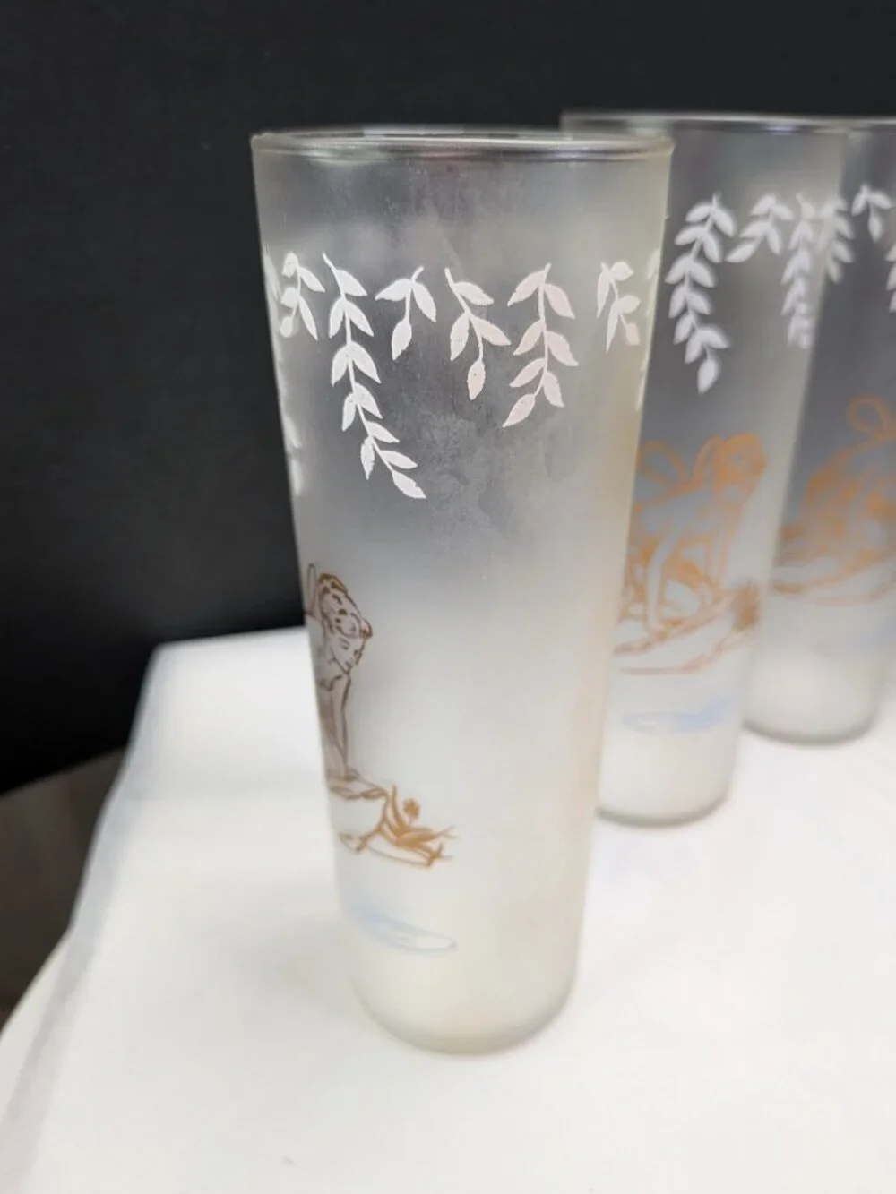 Vintage Libbey White Rock Psyche Fairy Glasses Set 6 Fairycore 50s